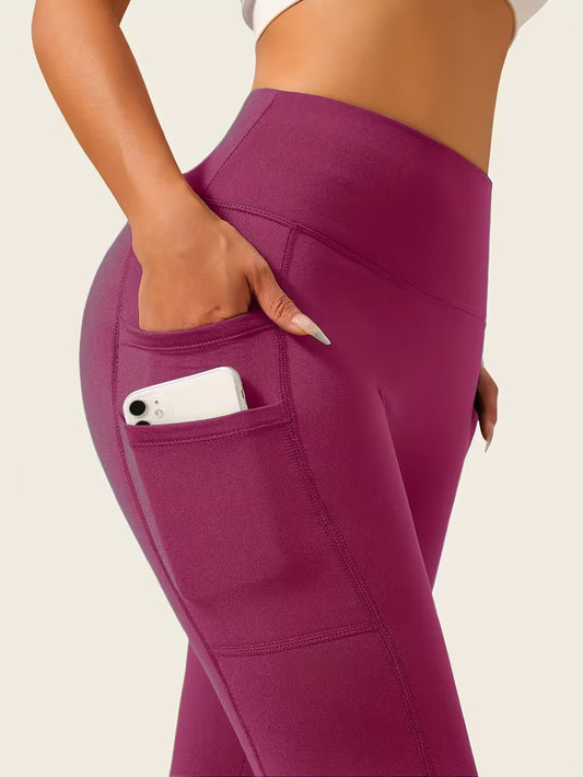 High-Waisted Leggings with Slim-Fit Double Pocket Design